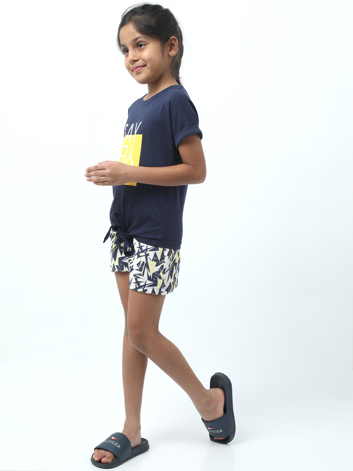 Sunshine Vibes Set π β (Navy Graphic Tee + Printed Shorts)