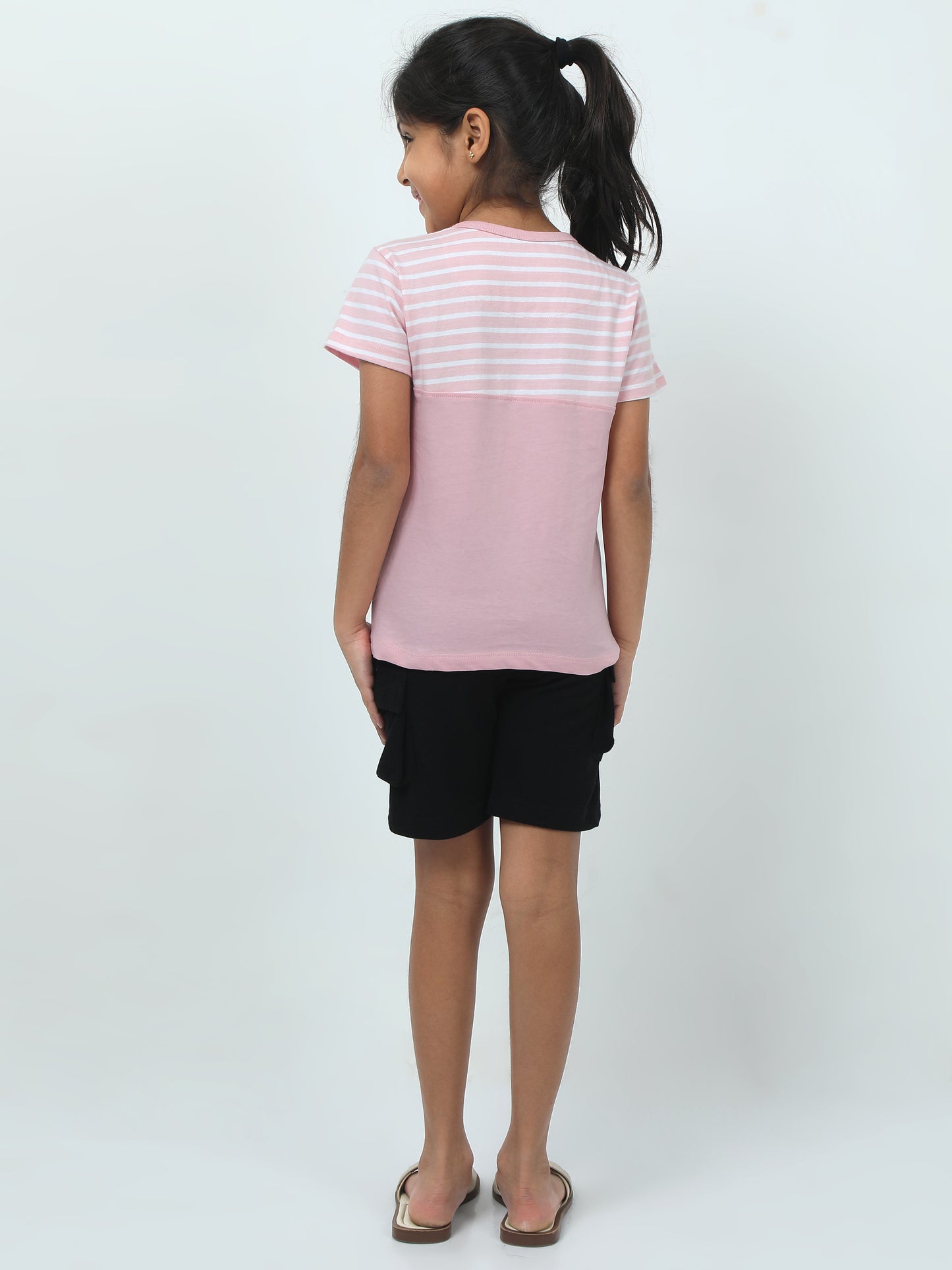 Treasure Hunter Set 🏴‍☠️ – (Pink Striped Henley Tee + Black Shorts)